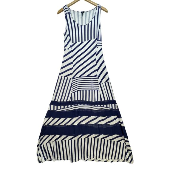 Peter Som For Designation Womens A-Line Maxi Dress Size S Striped Geo Retro Y2K - Picture 1 of 11